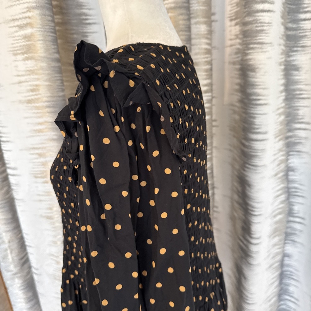 Madewell Lucie V-Neck Smocked Mini Dress in Polka Dot Size L - Picture 11 of 13